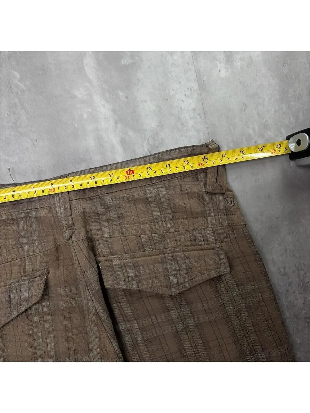 Y2K Brown Redsand Surf Grunge Plaid Baggy Distressed Skater Shorts